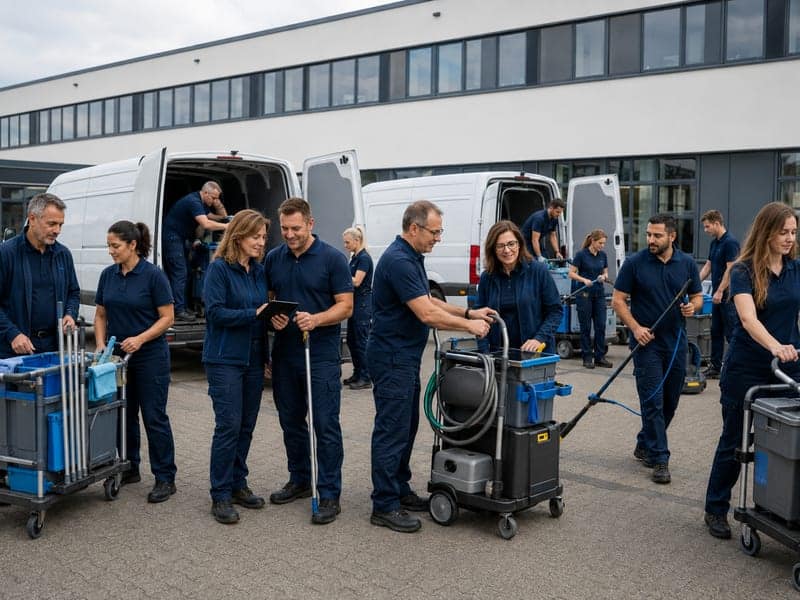 Das heutige Team von HanseClear vor dem Firmengebäude