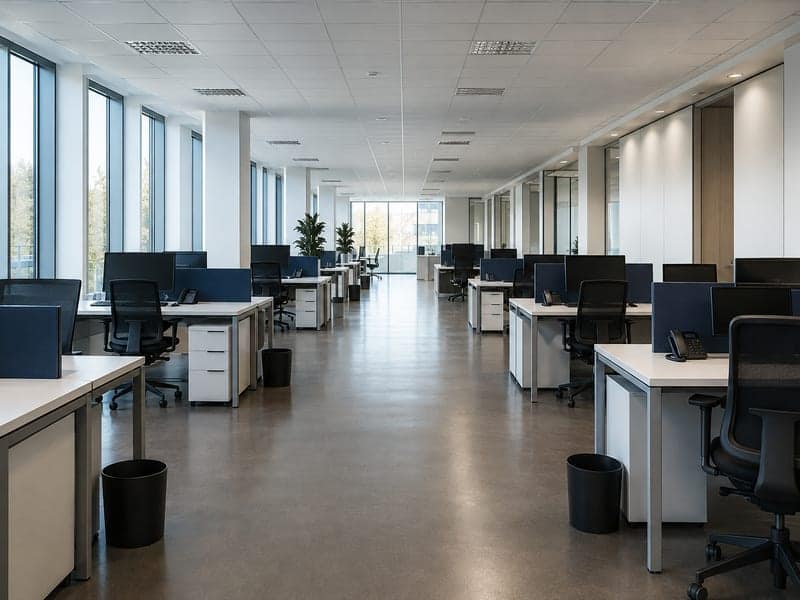 Frisch gereinigtes Großraumbüro vor Dienstbeginn